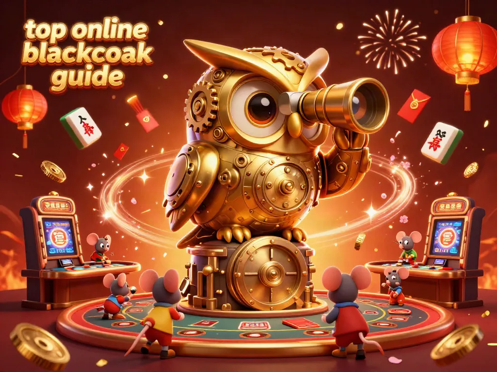 Engage with our top online blackjack guide featuring vibrant casino elements and characters.