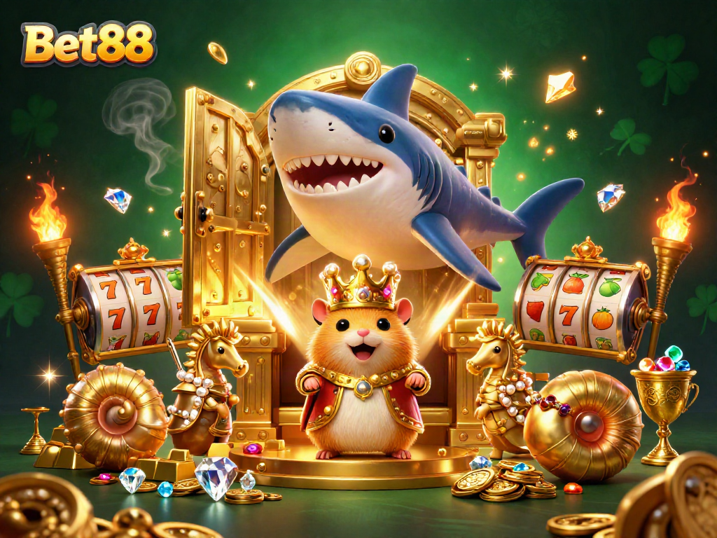 Experience the excitement of Bet88's dynamic casino world with treasures and engaging characters.