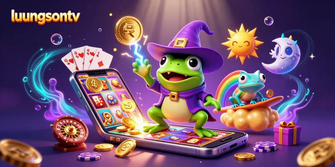 Engage with luongsontv as the weather wizard frog creates a storm of coins in a vibrant gambling scene.
