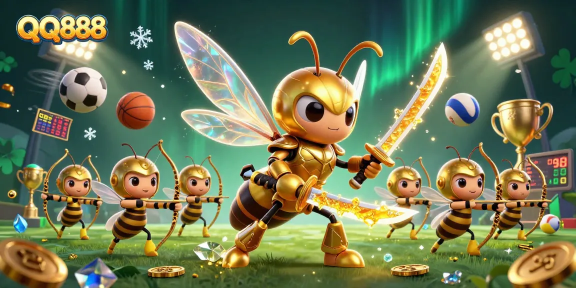 Experience the excitement of QQ888 with dynamic sports elements and vibrant casino visuals.