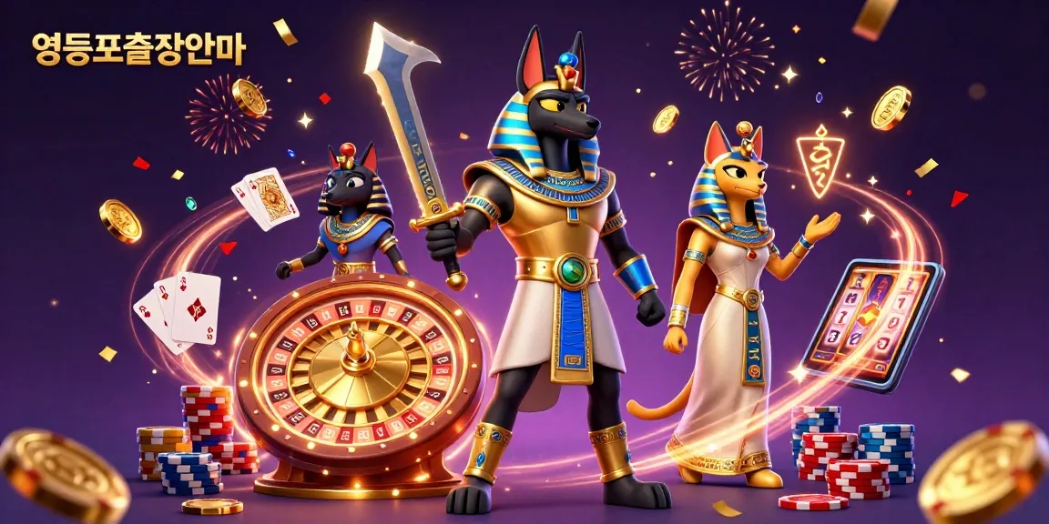Engage in thrilling 영등포출장안마 action with Anubis and Bastet in a vibrant casino scene.
