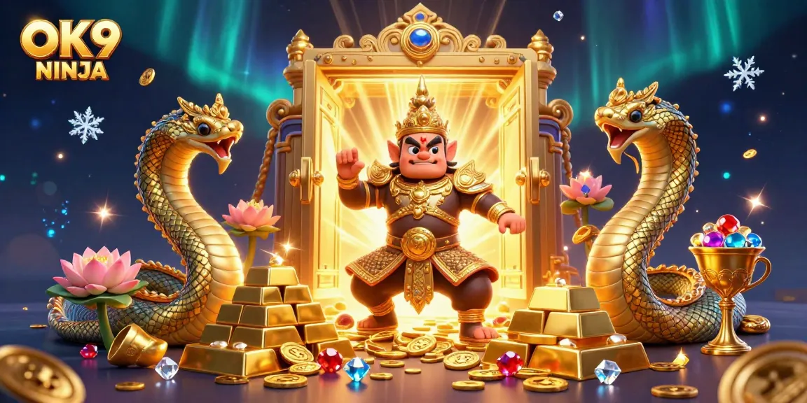Engage in thrilling casino action with OK9 NINJA in this vibrant, packed illustration.