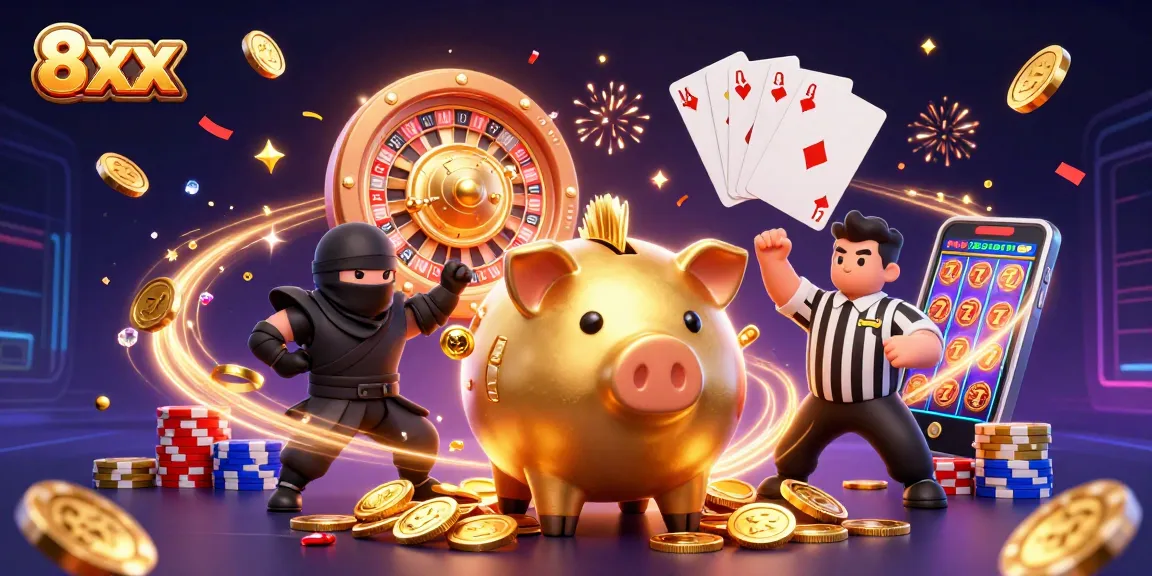 Experience thrilling gameplay with 8xx as golden coins cascade around sumo wrestlers and ninja opponents.