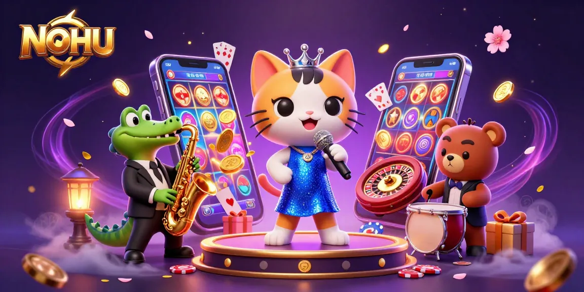 Spin to win with NOHU's vibrant slot game characters, capturing the casino thrill!