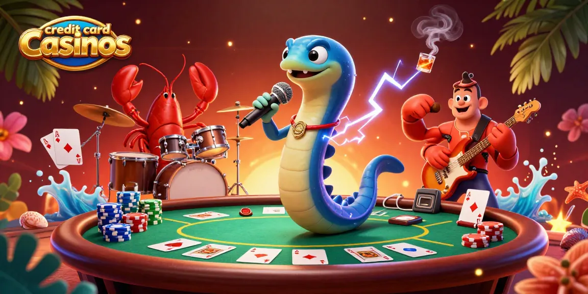 Experience vibrant action at credit card casinos with electric eel DJ and lively band on stage.