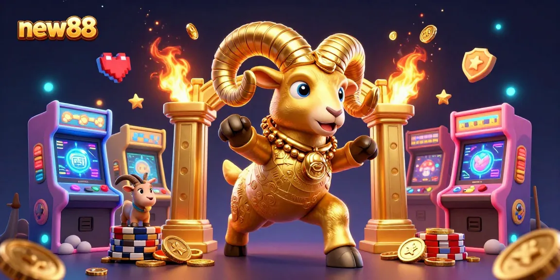 Experience excitement with new88 in a vibrant 3D casino scene full of engaging elements.