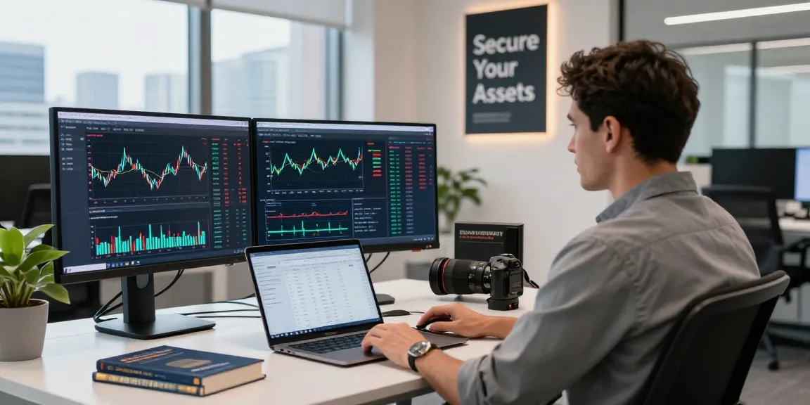 Analyst recovering lost crypto using advanced software tools and charts in a modern office environment.