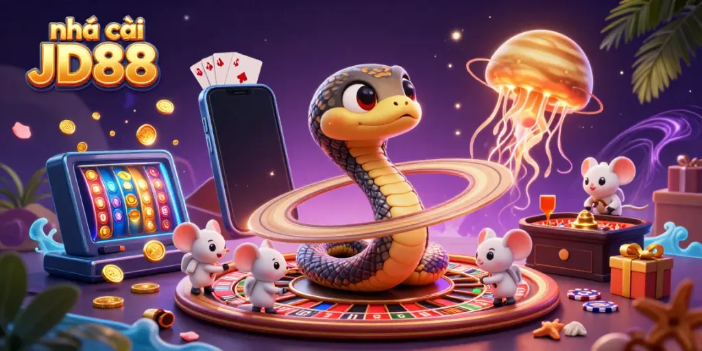 Engage with exciting game features at nhà cái JD88, showcasing colorful slot games and thrilling roulette action.
