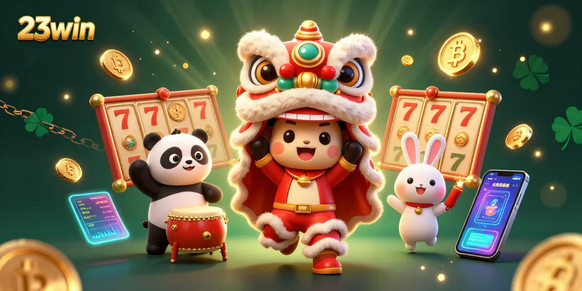 Experience thrilling casino action with 23win's vibrant and engaging gaming scenes, showcasing joyful festivities.