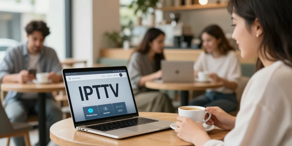 Licensed professional discussing smart IPTV services at a nearby business cafe.