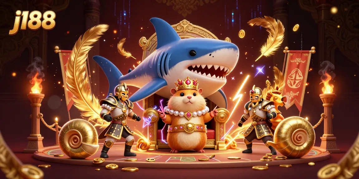 Join the action at j188, featuring a fierce hamster king surrounded by vibrant casino elements.