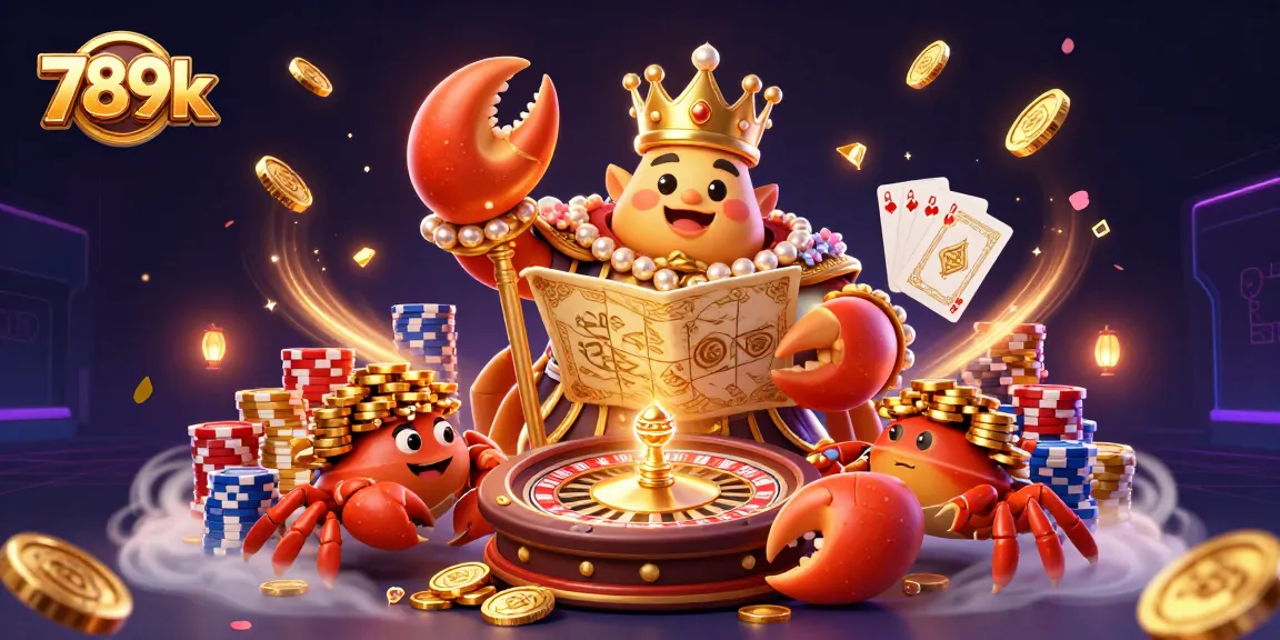 Experience the thrill of 789k casino adventure with a golden crab emperor and treasures.