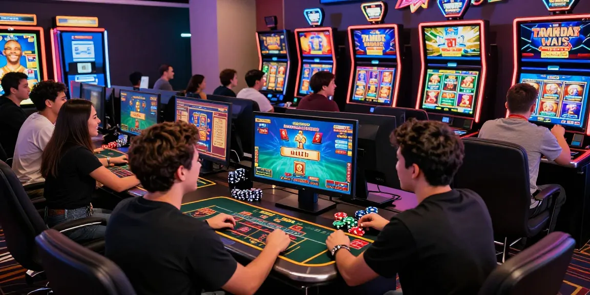 Engaged players at a credit card casino enjoying popular games, highlighting excitement in a vibrant gaming environment.