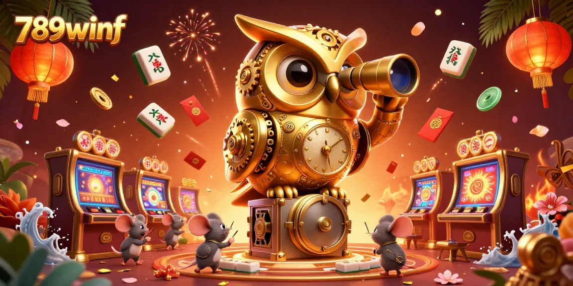 Engage in thrilling gameplay with 789winf, featuring a mystical owl and energetic action in a vibrant casino.