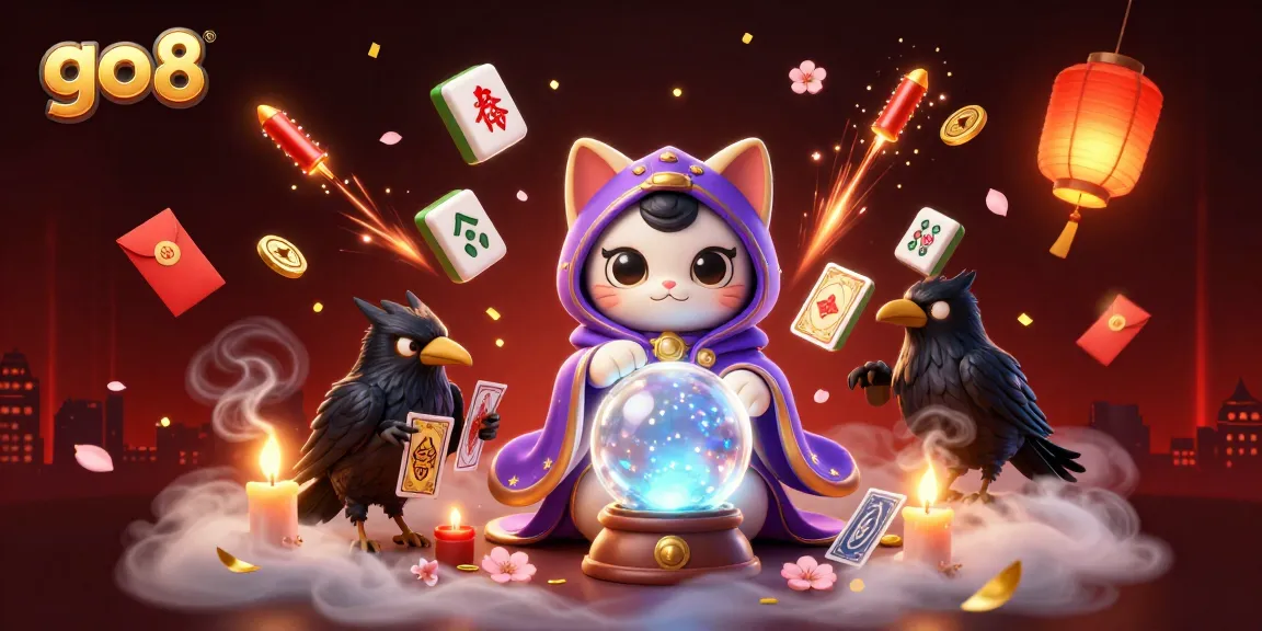 Experience thrilling moments with go8 at this vibrant casino scene featuring fortune-telling characters.