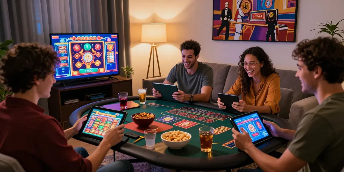 Friends enjoying casino games at home with 789Club app displayed on devices.