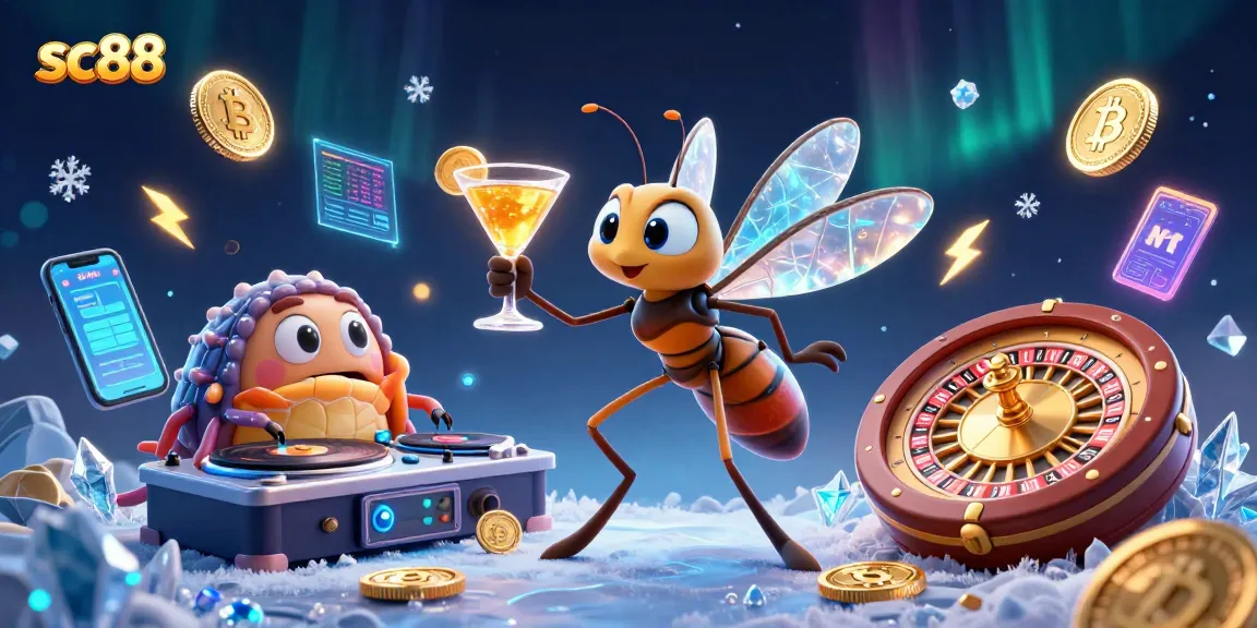 Engage with sc88 online casino, featuring vibrant 3D illustration of crypto-themed gaming characters.