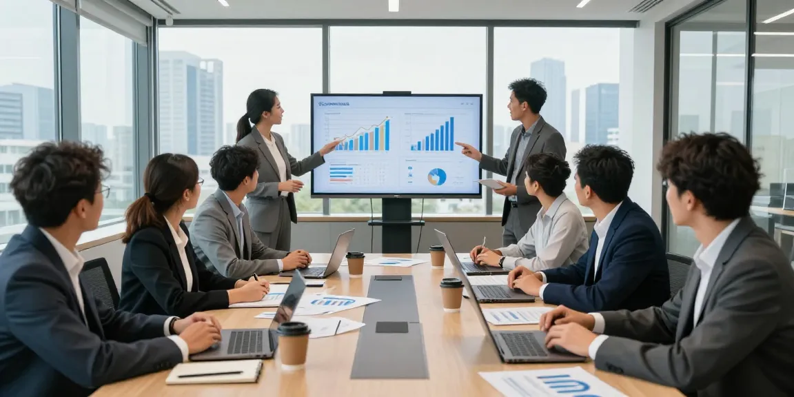 Collaboration d'une équipe CIBC lors d'une réunion de stratégie financière dans un bureau moderne.