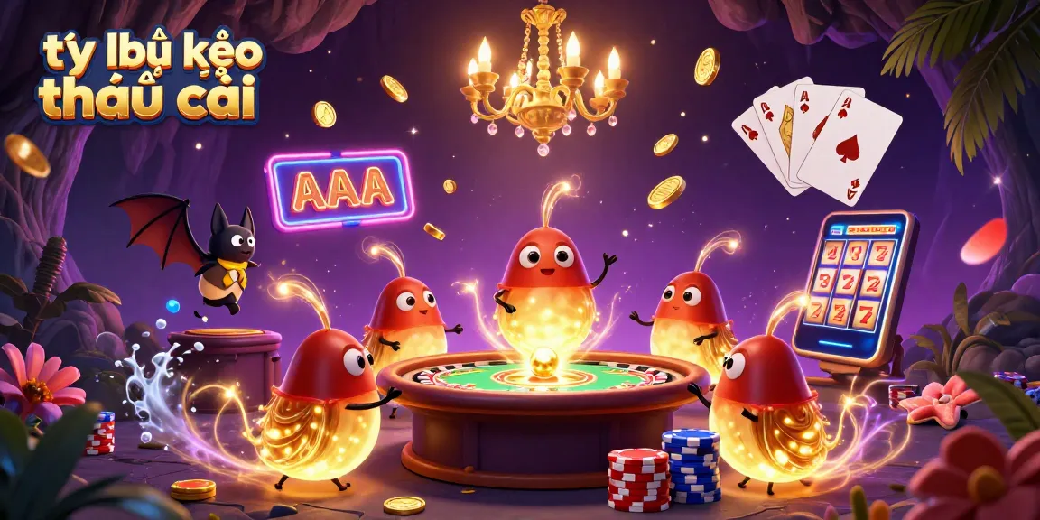 Experience thrilling gameplay with tỷ lệ kèo nhà cái in a vibrant 3D casino scene featuring glowworm dealers.