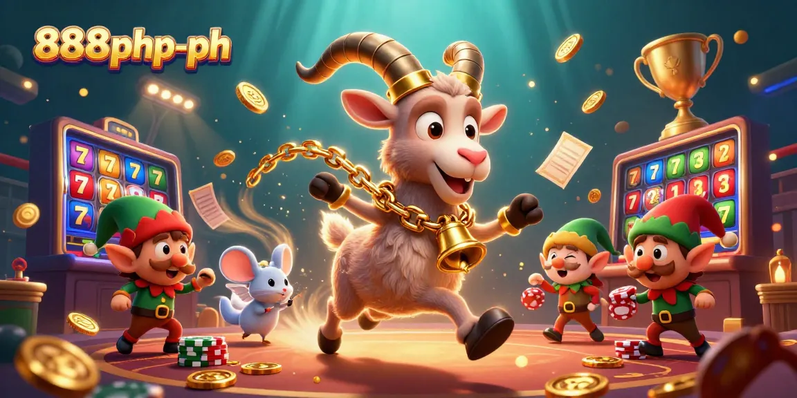 Engage in thrilling gameplay at 888php-ph with cartoon characters amidst festive casino action.