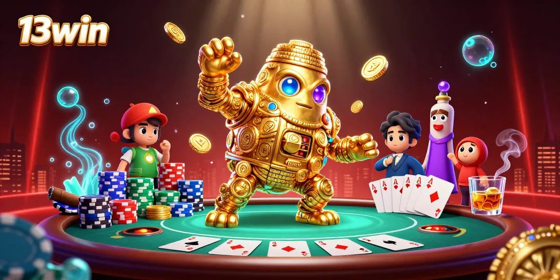 Experience thrilling gaming action with 13win, featuring a dynamic casino scene and vibrant visuals.