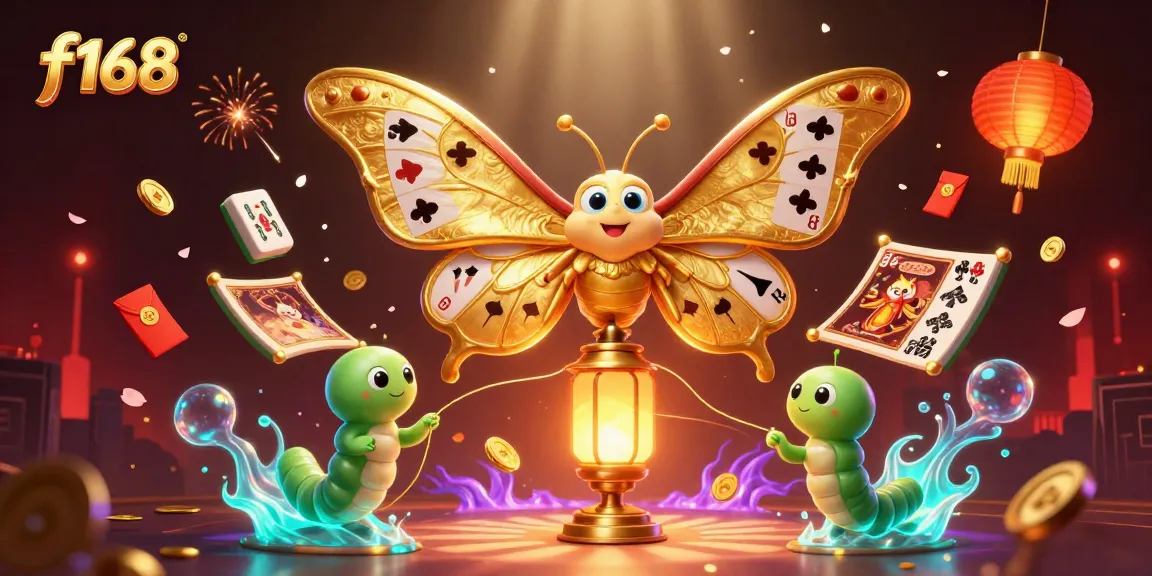 Win big at f168 with this vibrant casino illustration showcasing lucky symbols and 3D elements.