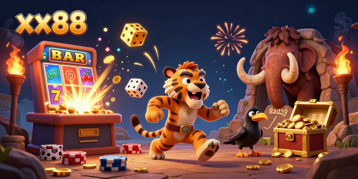 Experience the thrilling excitement of xx88, where the prehistoric casino duo and clever crow bring the jackpot to life.
