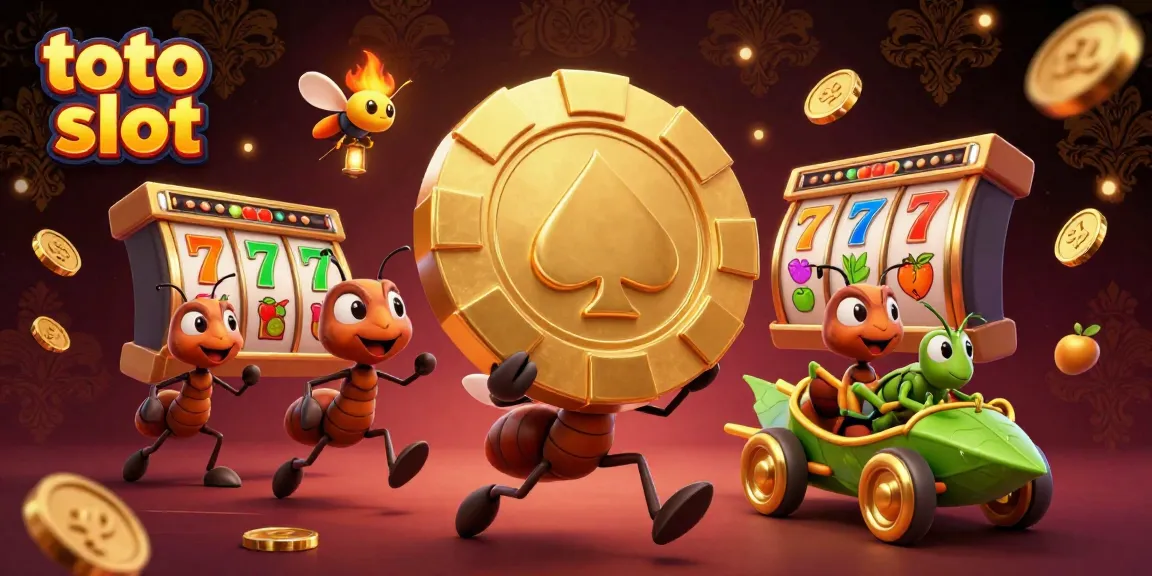 Experience exciting winnings with the dynamic toto slot heist led by clever cartoon ants in a vibrant casino.