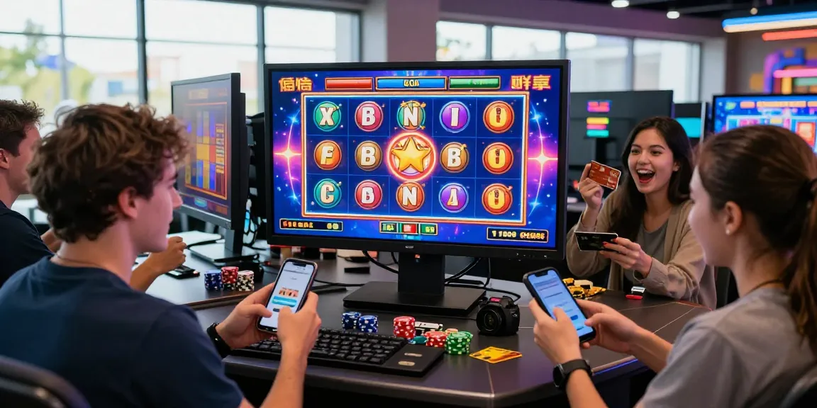 Exciting moment at a gaming event with players enjoying slots that accept credit cards, celebrating wins in a lively casino scene.