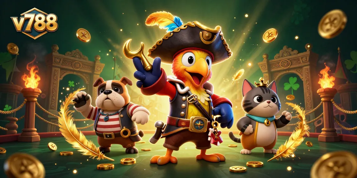 Experience thrilling gameplay with v788's dynamic pirate adventure in this vibrant casino scene