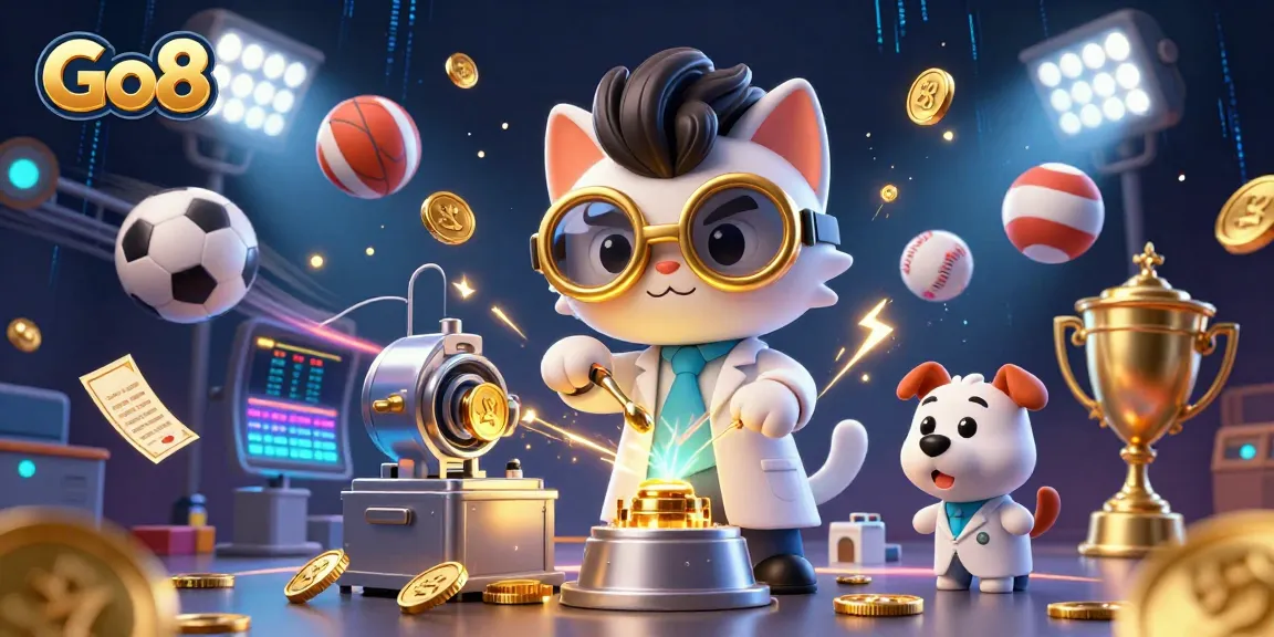 Engage with thrilling gaming action at Go8, featuring dynamic sports elements and vibrant casino characters.