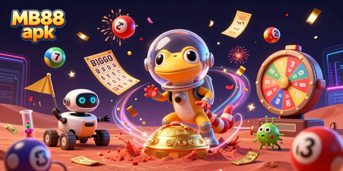 Experience thrilling gameplay action with MB88 apk at a vibrant alien casino scene.
