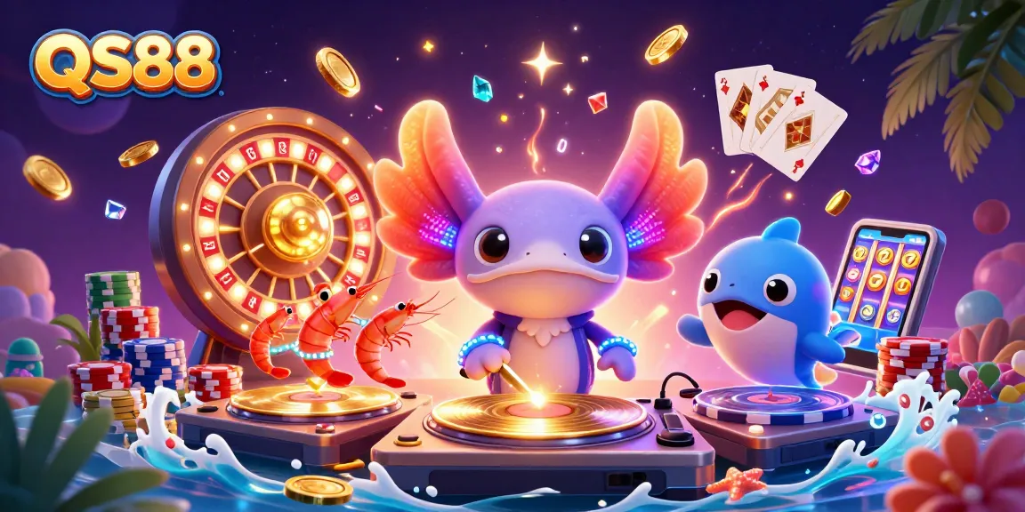 Engage with QS88's vibrant underwater casino scene featuring an exciting DJ party atmosphere and dynamic gaming elements.