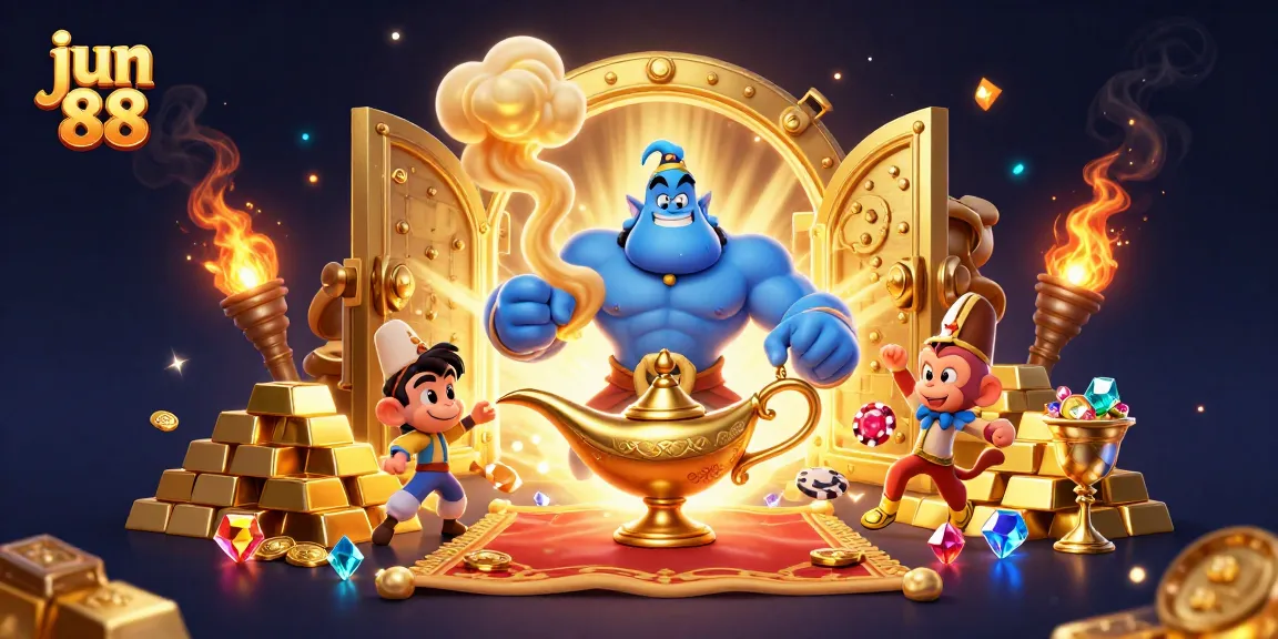 Experience winning thrills at jun 88 with a dazzling 3D casino scene featuring magical elements.