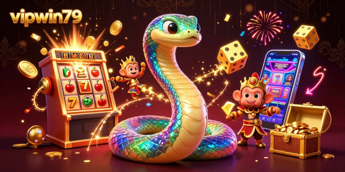 Experience wins at vipwin79 with vibrant casino elements and dynamic characters in an exciting 3D illustration.
