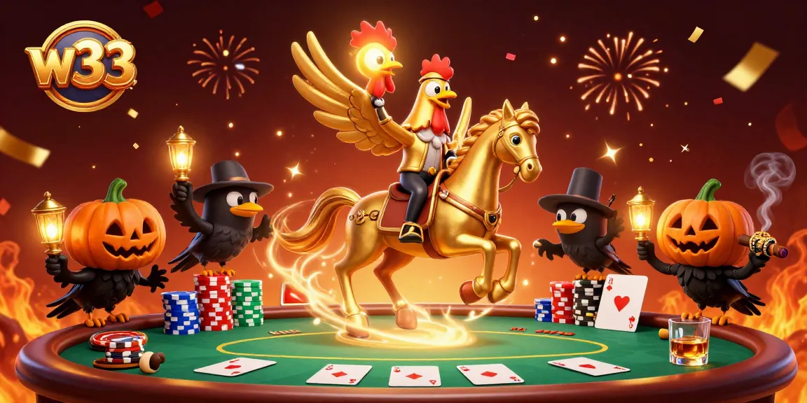 Experience thrilling wins at w33 Casino with vibrant poker action in a magical casino scene.