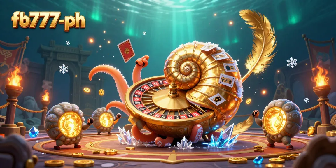 Engage in thrilling games at fb777-ph, featuring a vibrant 3D casino scene with dynamic elements.