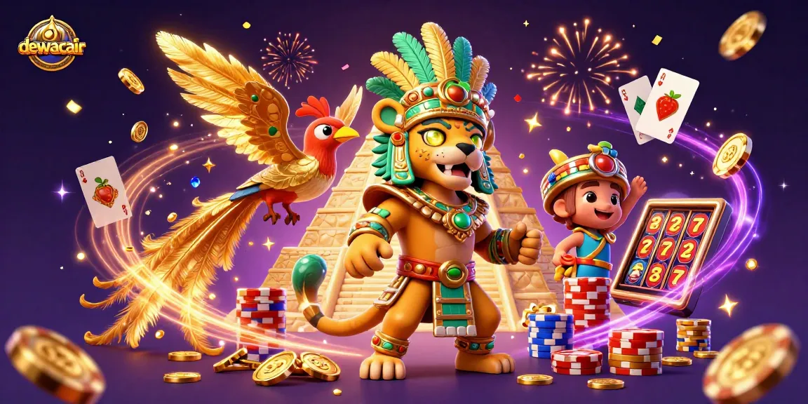 Experience the thrill of dewacair with a vibrant 3D casino scene showcasing enchanting characters and slot machine excitement.