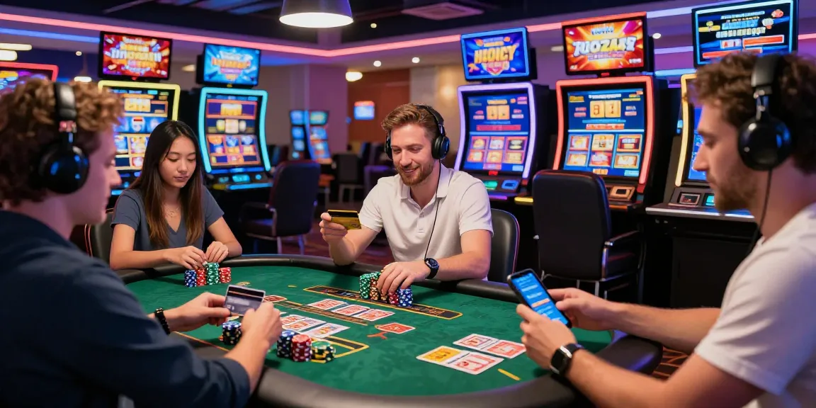 Engaging online casino scene at https://alsbury.co.uk/, showcasing players using credit cards for deposits amidst vibrant games and exciting promotions.