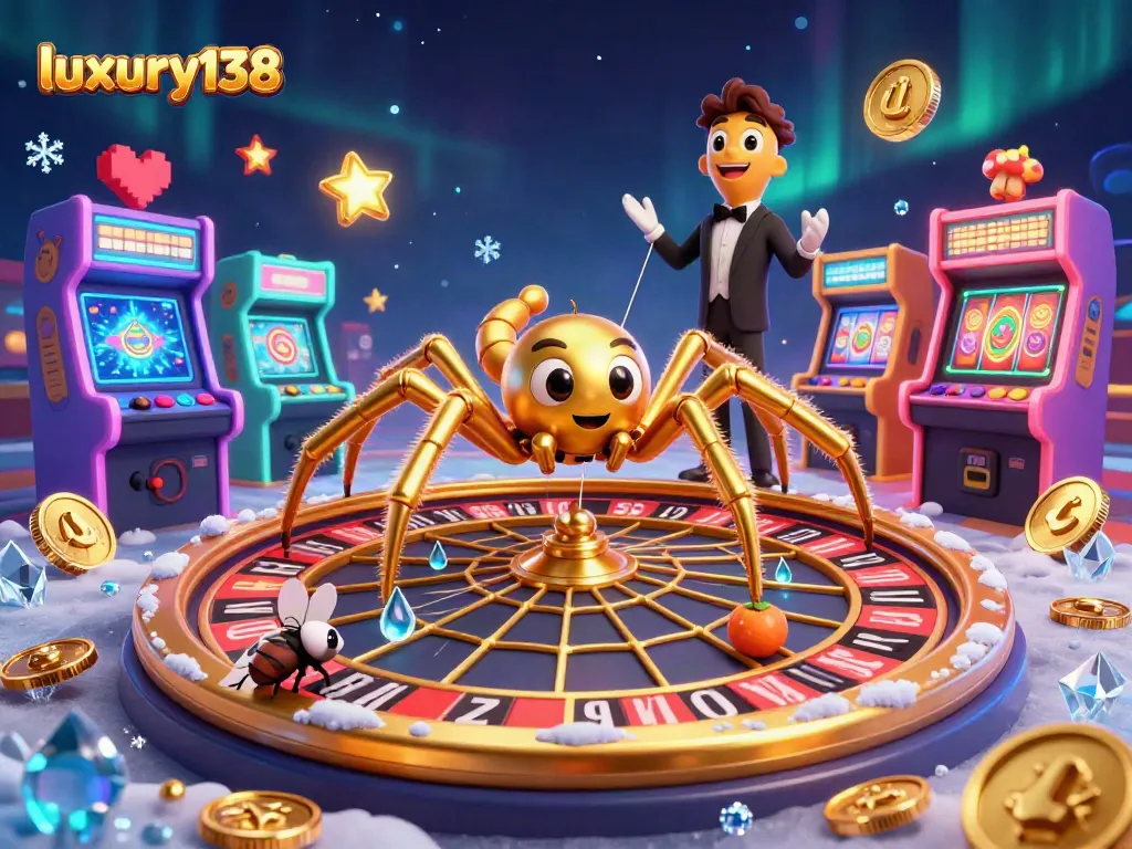 Experience thrilling bets with luxury138 in this vibrant online casino illustration.