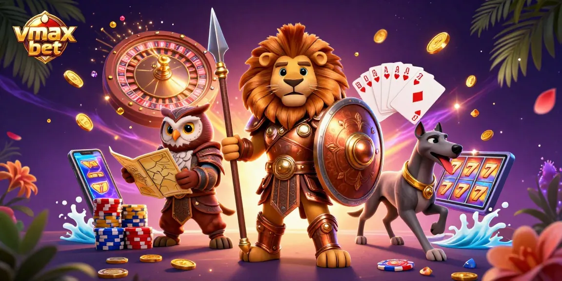 Experience vmax bet with vibrant casino elements and characters in a dynamic gaming scene.