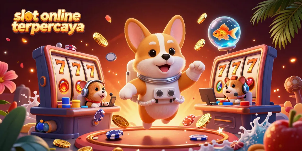 Rasakan keseruan bermain slot online terpercaya dengan ilustrasi kasino 3D yang penuh warna dan detail.