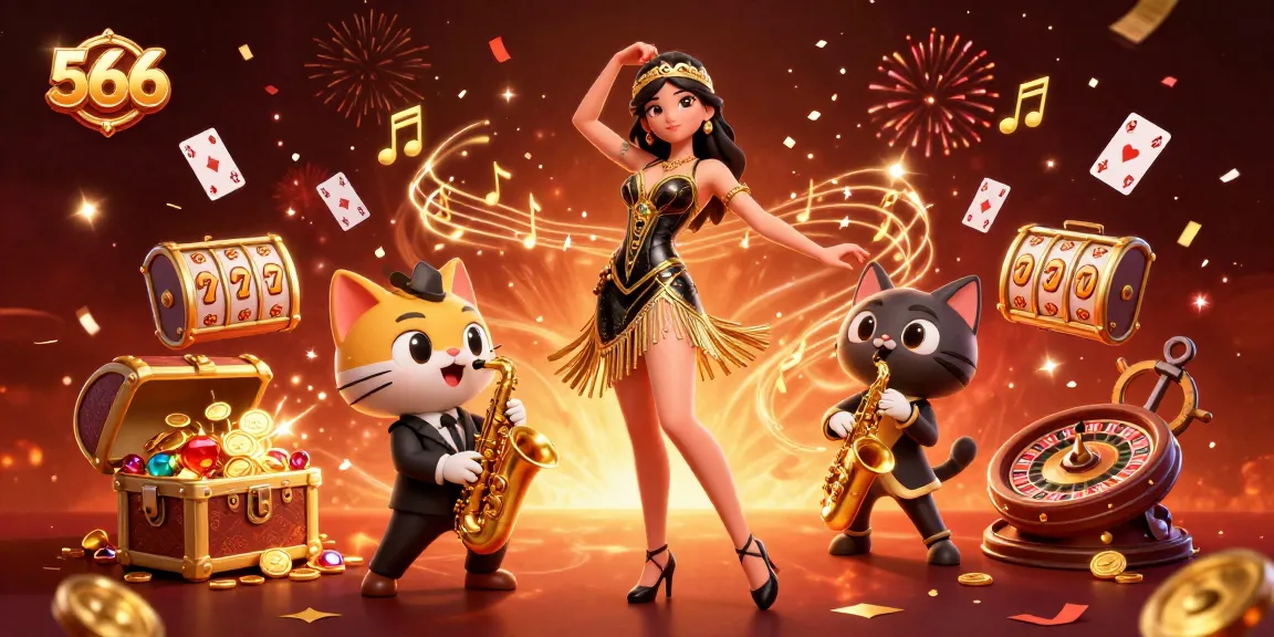 Engage in thrilling gameplay at 566 with lively characters and rich casino elements.