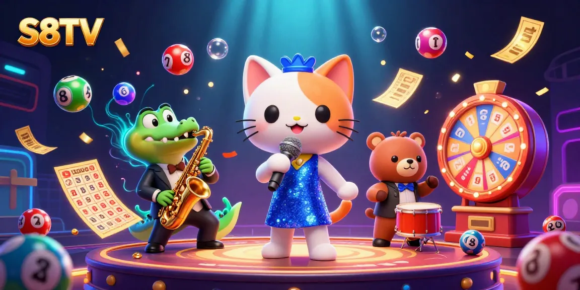 Engage with S8TV as vibrant characters bring casino excitement with lottery elements and 3D artistry.