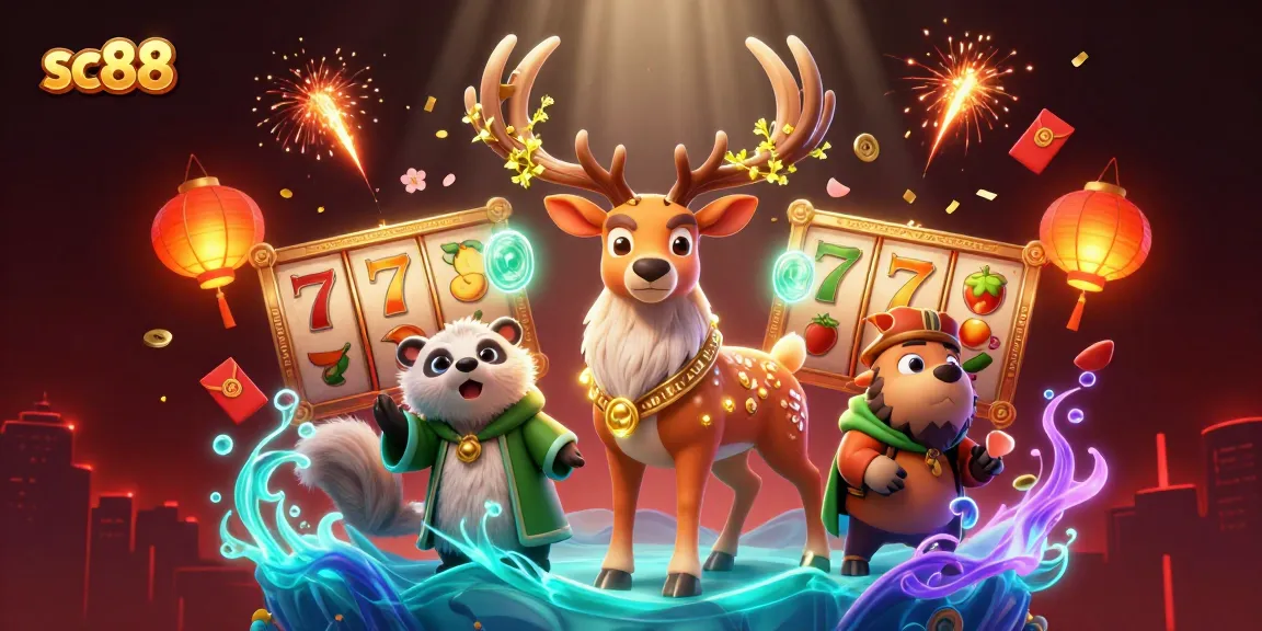 Experience vibrant gaming with sc88, featuring a Celtic druid stag and engaging slot reels.