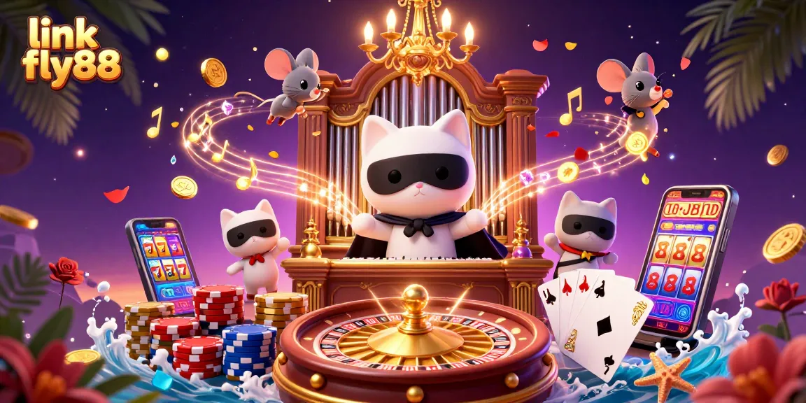 Join the excitement at link fly88 with this vibrant 3D casino scene showcasing thrilling games and rewards.