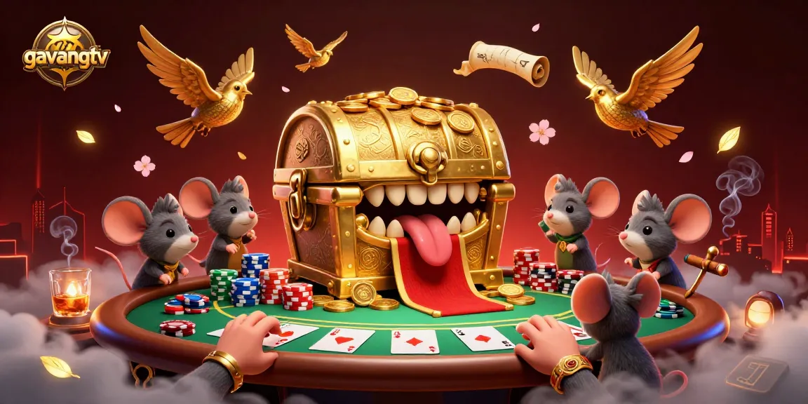 Enjoy the thrill of gaming at gavangtv, featuring a rich scene of poker excitement and lavish casino elements.