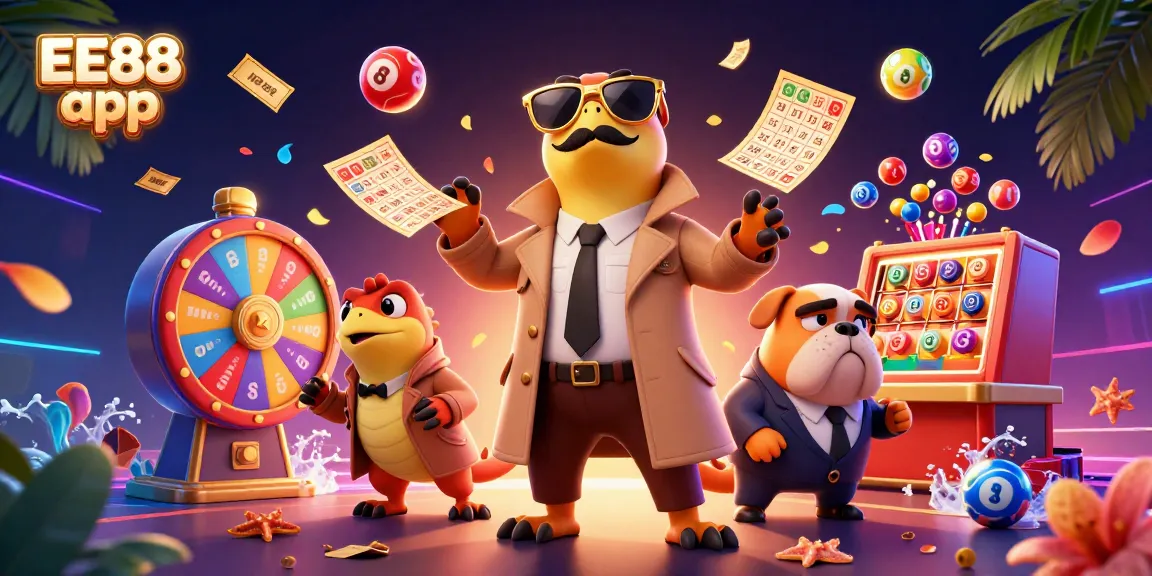 Experience the excitement of the EE88 app with this vibrant casino scene of raptors in a trench coat.