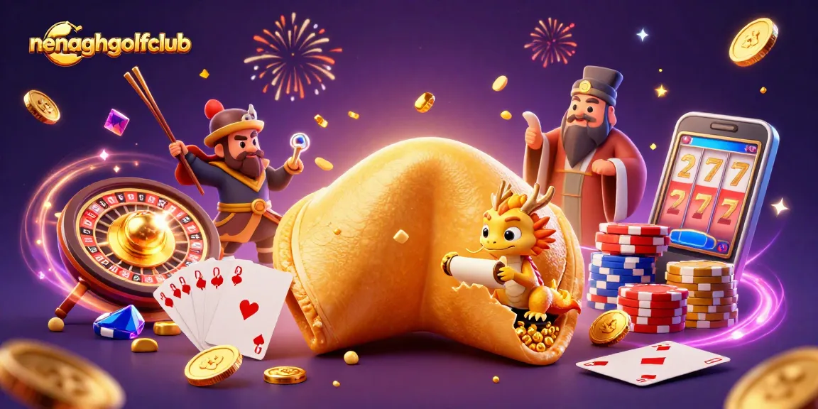 Nenaghgolfclub enjoys a vibrant casino scene filled with golden coins and celebrating characters.