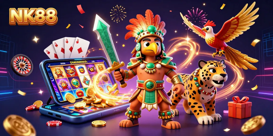 Engage with thrilling slot jackpots at NK88, featuring rich 3D visuals and energetic characters.